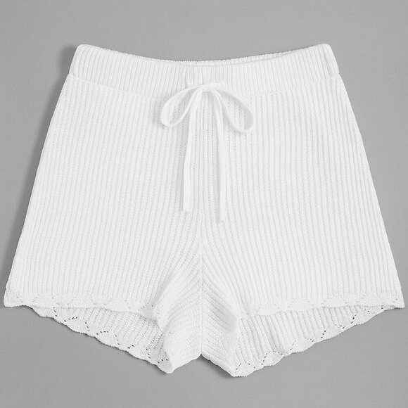 wild fable Pants - Wild Fable White Knit High Rise Sweater Shorts XL NWT Scalloped Lace Lounge